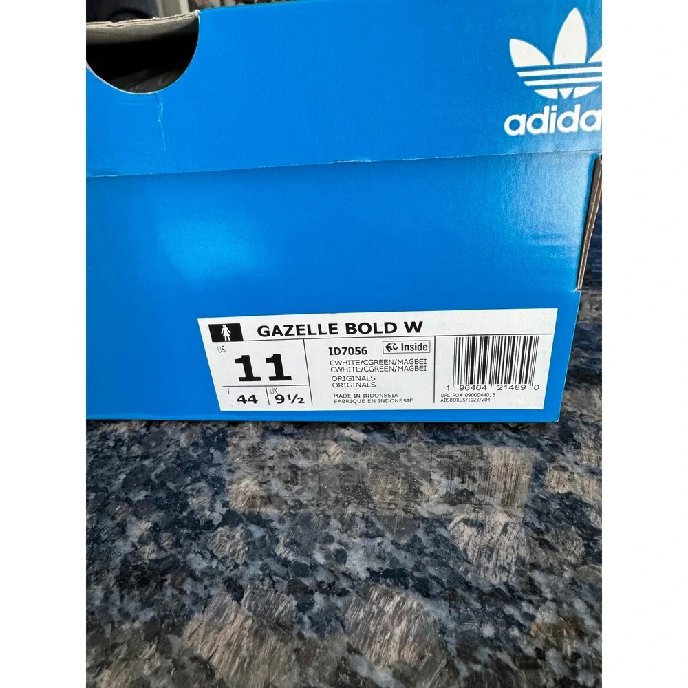 Adidas Gazelle Bold W Cream White Collegiate Green‎ ID7056 Womens Size 11 NEW